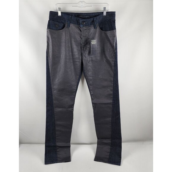 Guess Jeans Mens 34x34 Blue Gray Slim Straight Dark Wash Denim NWT - Picture 1 of 12